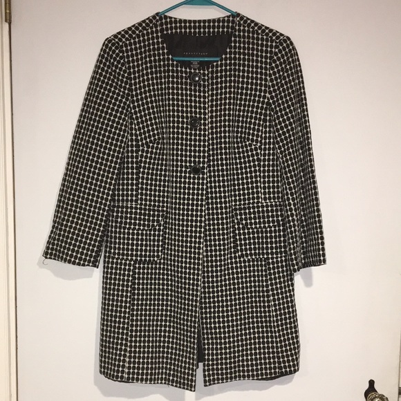 Apostrophe Jackets & Blazers - Apostrophe Black and white round collar swing coat with 3/4 length sleeve Sz Med